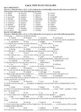 Bài tập Tiếng Anh Lớp 10 - Unit 8 New ways to learn